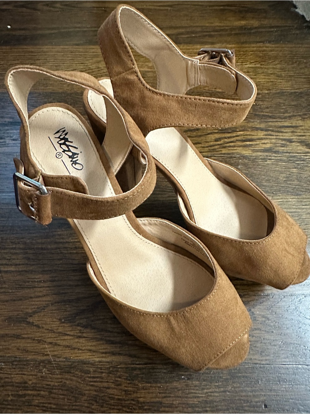 Mossimo Supply Co. Women’s Tan Suede Ankle-Strap Block Heels